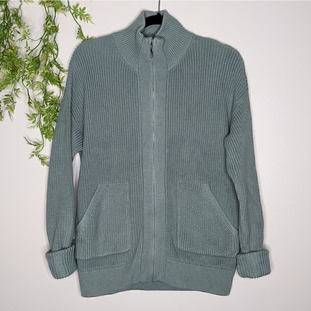 Wynne Layers QVC Sage Green Zip Sweater Medium